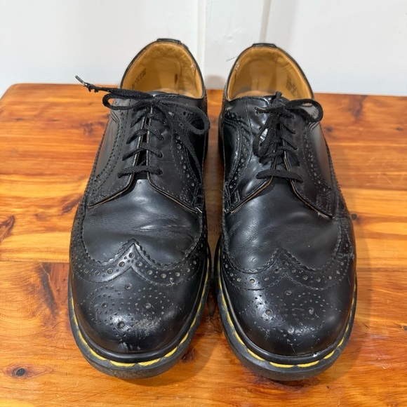 Dr Martens 3989 Brogue Yellow Stitch Smooth Leather Black Loafers main image 8